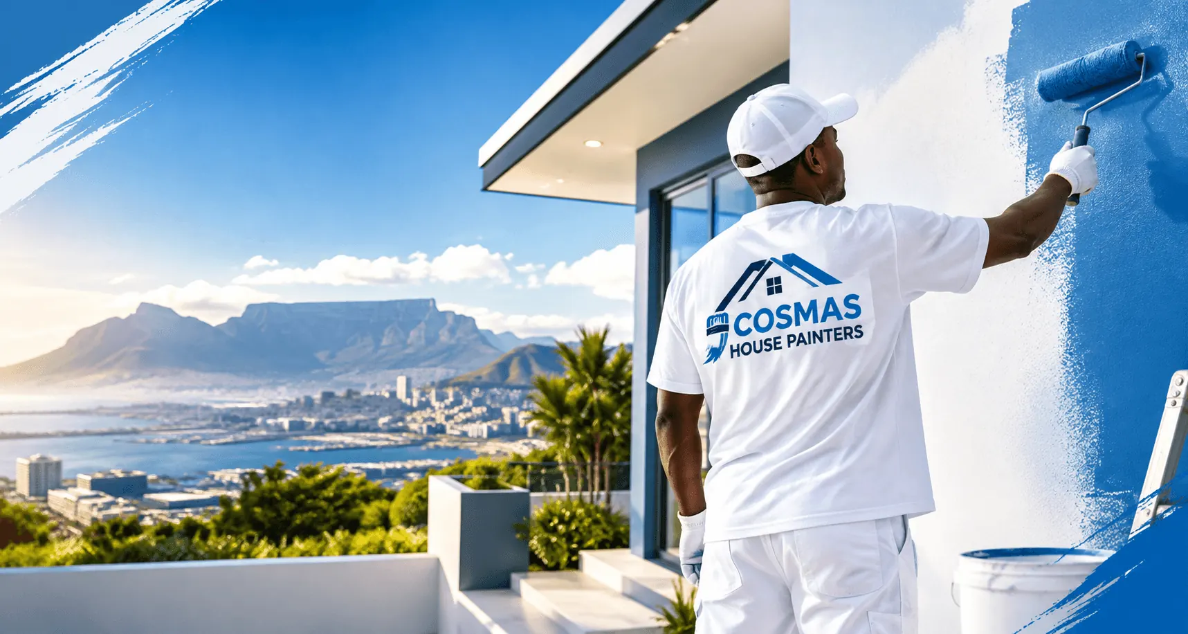Cosmas house painter working on a Cape Town home